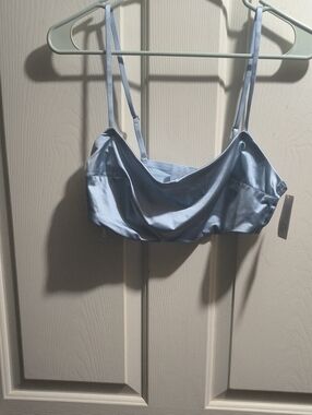 Auden Light Blue Satin Cowl Bralette
